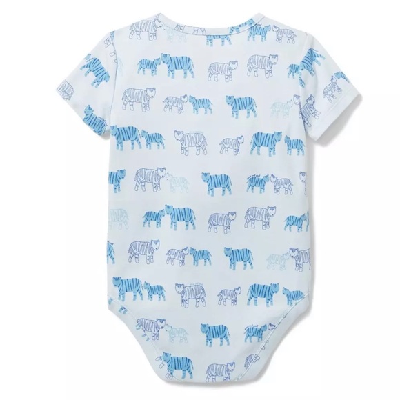 NWT Janie and Jack Animal Print Short Sleeve Onesie & Animal Socks Blue 3-6 M - Picture 3 of 13